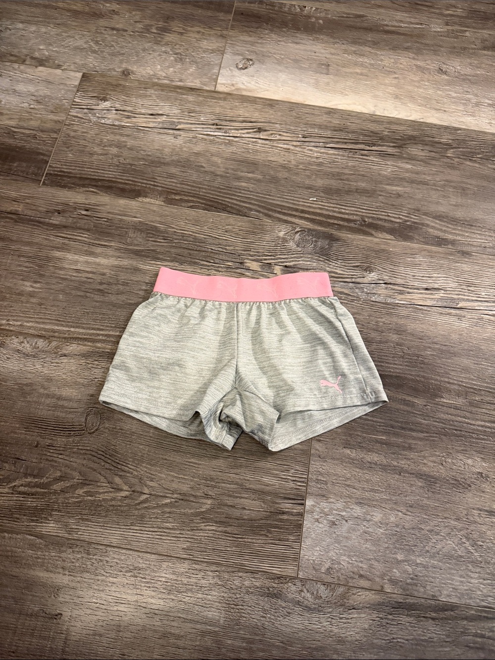 Puma Gray Shorts with Pink Elastic Waistband